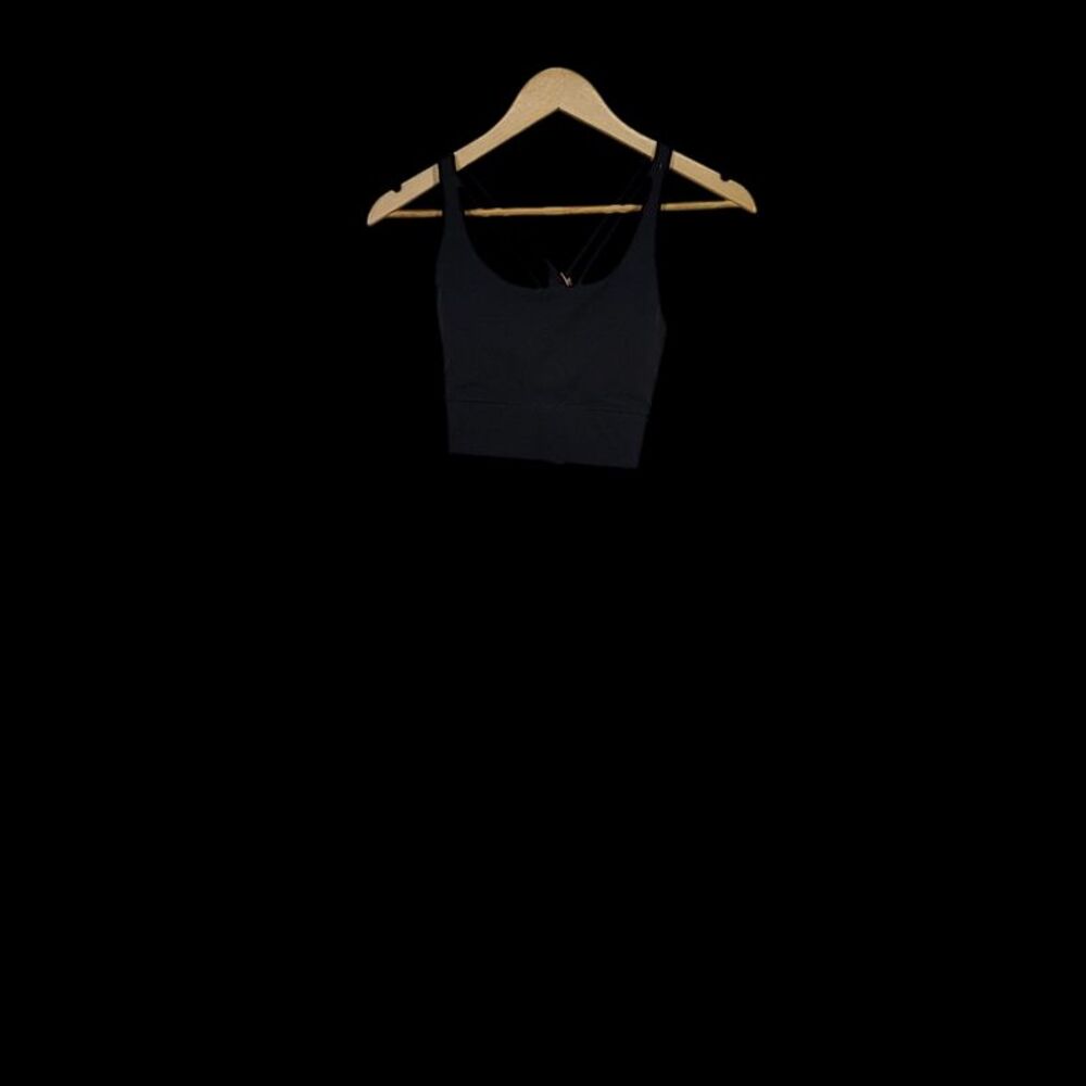 Quince Women Power-Up Long Line Strappy Sports Bra Sleeveless Top Black M